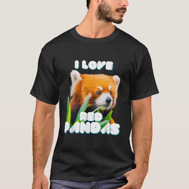 Camiseta Eu Amo Pandas Selvagens Vermelhas (Frente)