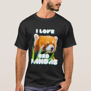 Camiseta Eu Amo Pandas Selvagens Vermelhas