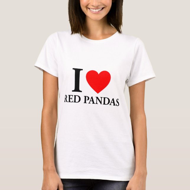 Camiseta Eu Amo Pandas Vermelhas (Frente)