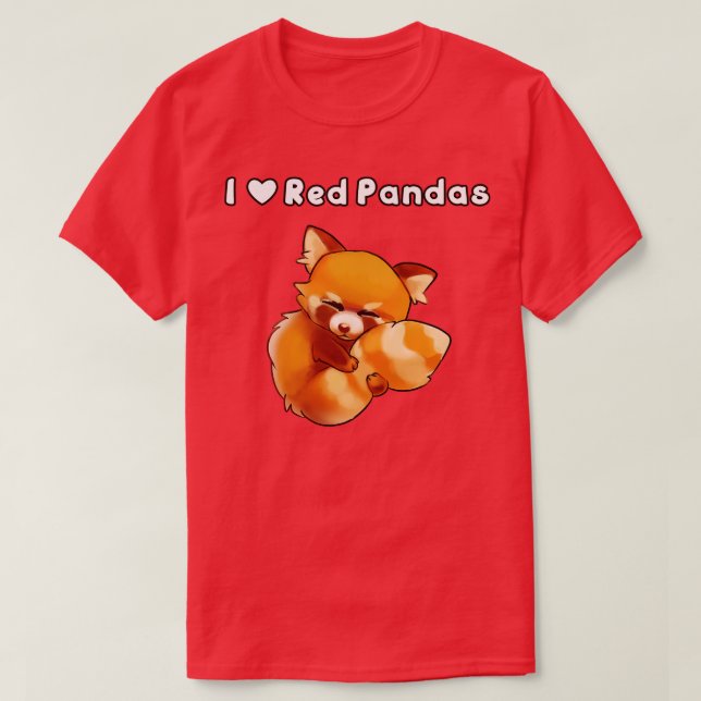 Camiseta Eu Amo Pandas Vermelhas (Frente do Design)