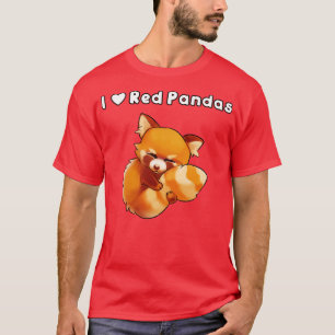 Camiseta Eu Amo Pandas Vermelhas