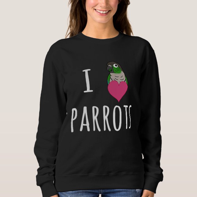 Camiseta Eu Amo Papagaios Bonito Conure de Bochecha Verde   (Frente)