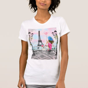Camiseta Eu amo Paris - Bonito senhora com balão de cor ro
