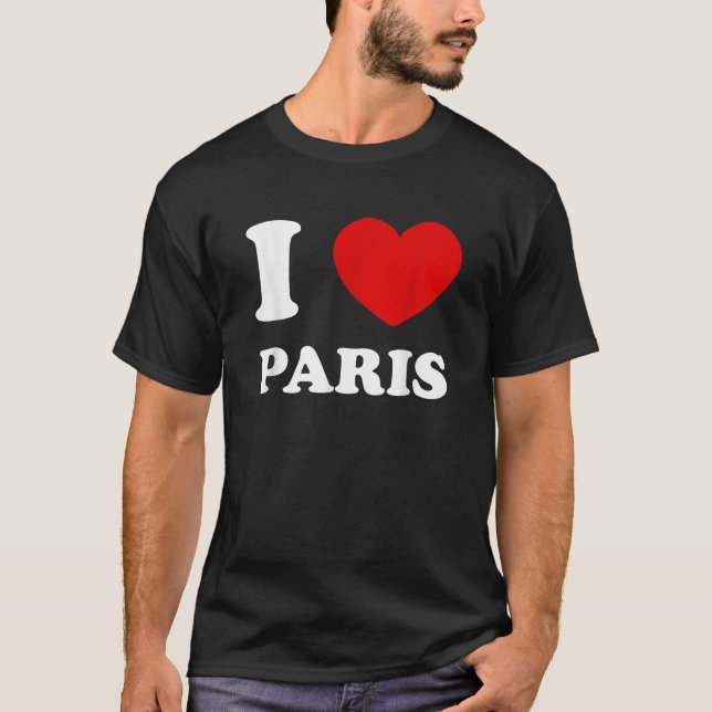 Camiseta Eu amo Paris, coração Paris, Paris Engraçado (Frente)