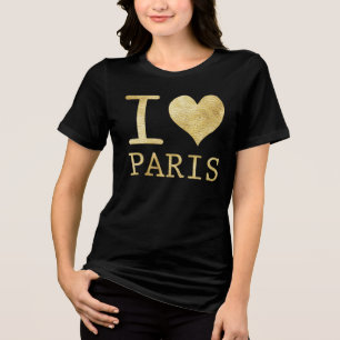 CAMISETA EU AMO PARIS FAUX GLITTER T SHIRTS