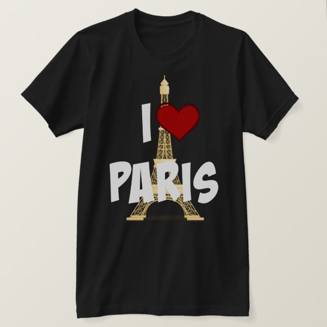 Camiseta Eu Amo Paris, Torre Eiffel (Frente do Design)