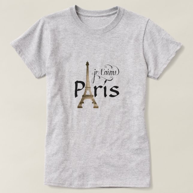 Camiseta Eu amo PARIS, TSHIRT da torre de Eifell (Frente do Design)