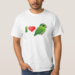 Camiseta Eu amo Parrotlets pacífico (o verde)
