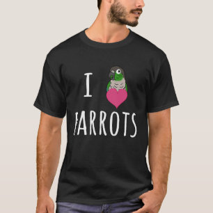 Camiseta Eu Amo Parrots, Bonita, Marinha Verde