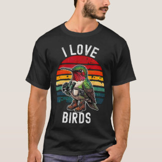 Camiseta Eu Amo Pássaros Natureza Engraçada de Observação d