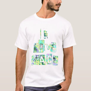 Camiseta Eu Amo Paz Impressão de Arte de Texto de Design Bo