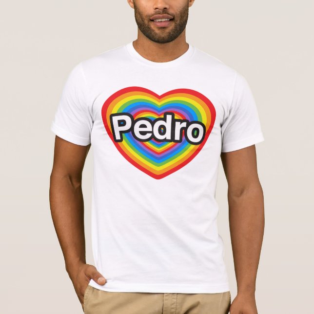 Camiseta Eu amo Pedro. Eu te amo Pedro. Coração (Frente)