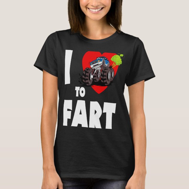 Camiseta Eu Amo Peidar  Caminhão Monstro Peidando Eu Amo Pe (Frente)