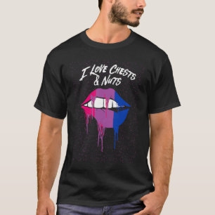 Camiseta Eu Amo Peitos e Nozes Bissexual LGBTQ Orgulho Bi A