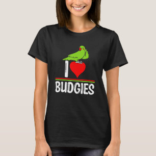 Camiseta Eu Amo Periquitos Meme de Pássaro Fofo Papai e M