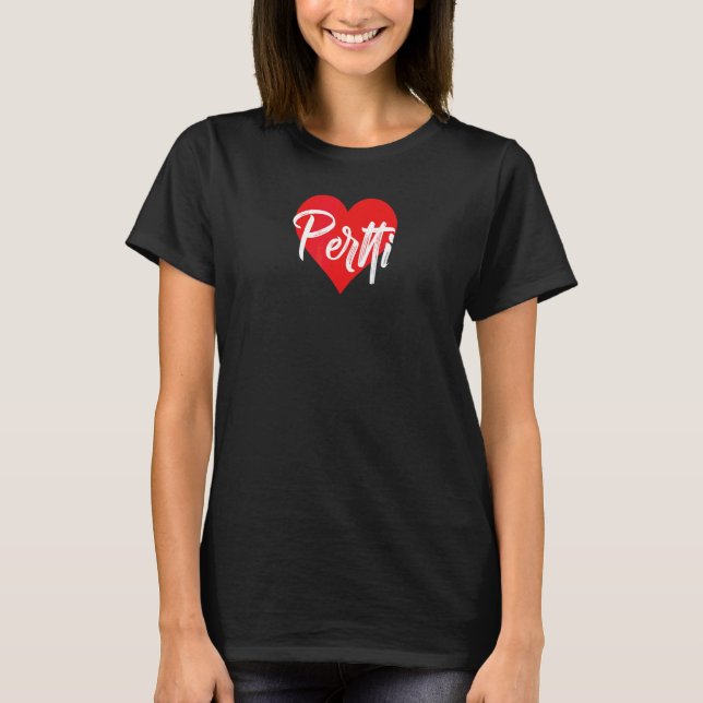 Camiseta Eu amo Pertti primeiro nome  amor coração (Frente)