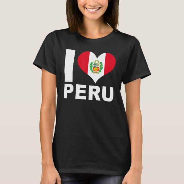 Camiseta Eu amo Peru Heart Flag Peru (Frente)