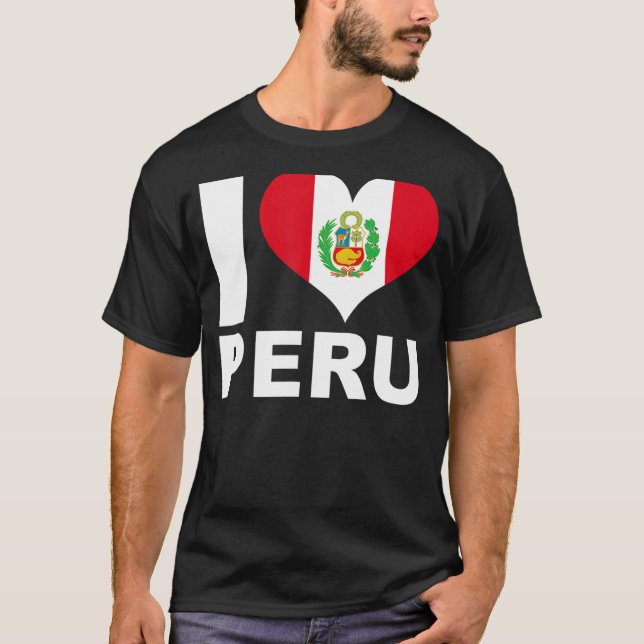 Camiseta Eu amo Peru Heart Flag Peru (Frente)