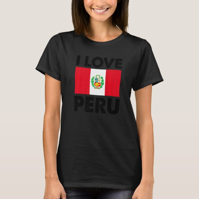 Camiseta Eu amo Peru I Heart Peru Family Viagem Peru Flag P (Frente)