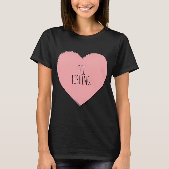 Camiseta Eu Amo Pesca no Gelo Coração Rosa (Frente)