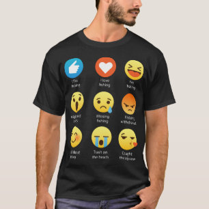Camiseta Eu amo pescar o T do design gráfico do Emoticon d