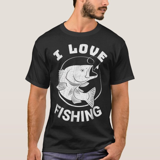 Camiseta Eu Amo Pescar Presente Engraçado para Amante de Pe (Frente)