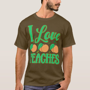 Camiseta Eu Amo Pêssegos Fruta Vegetariana Vegan