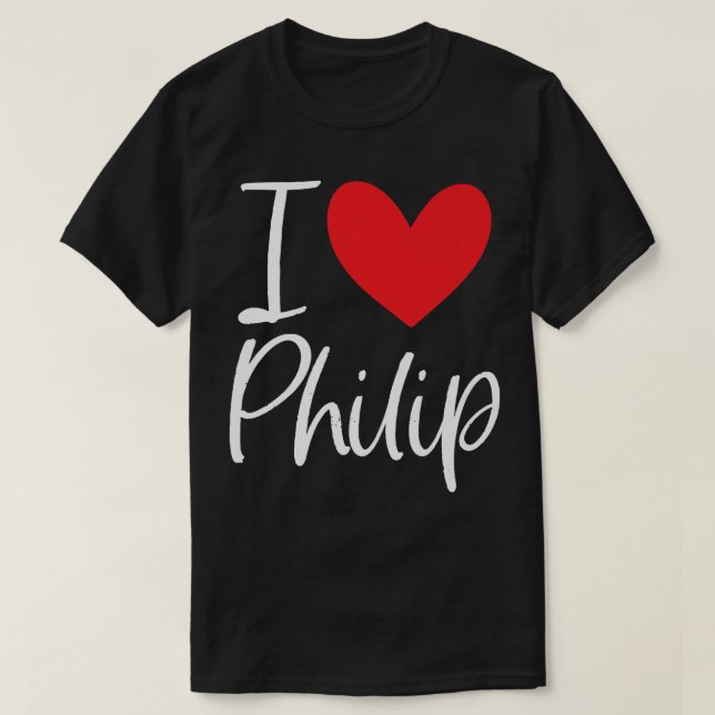 Camiseta Eu Amo Philip Name Personalised Boy Man BFF Amigo (Frente do Design)