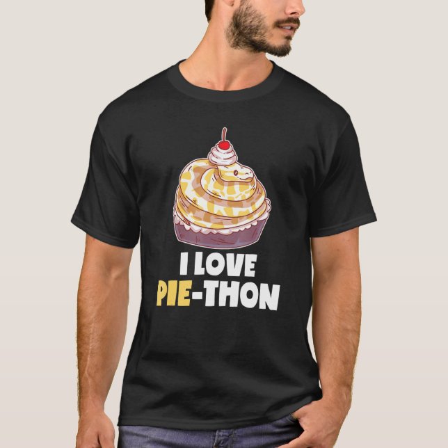Camiseta Eu Amo Pi thon Ball Python Pie Cake Pet Cobra Anim (Frente)