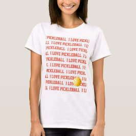 Camiseta EU AMO PICKLEBALL Esporte Divertido Texto de Bola 