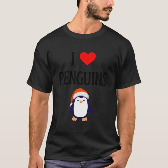 Camiseta Eu Amo Pinguins Eu Ele Pinguins Pinguins Aves Mari (Frente)