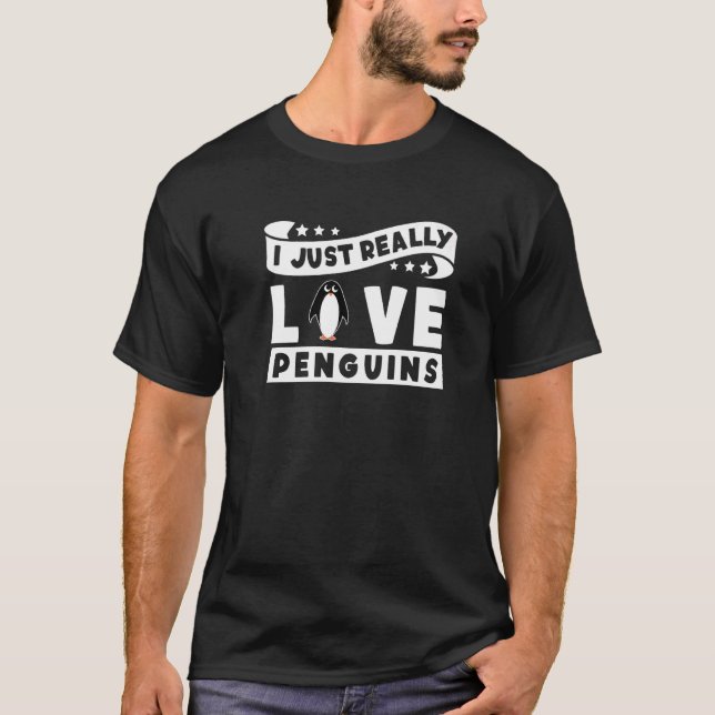 Camiseta Eu Amo Pinguins Imperador Mar Rei Pengu (Frente)