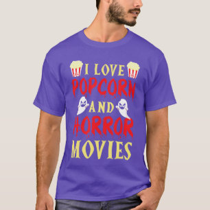 Camiseta Eu Amo Pipoca E Filmes De Terror Milho Halloween M