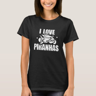 Camiseta Eu Amo Piranhas Peixe Retro Piranha