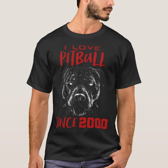 Camiseta Eu amo pitbull desde 2000 (Frente)