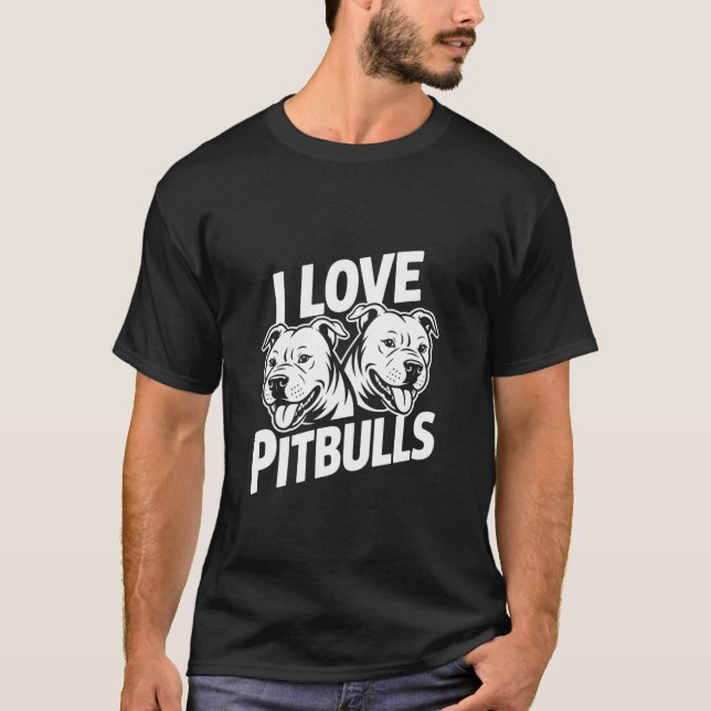 Camiseta Eu Amo Pitbulls Expresse Sua Paixão (Frente)