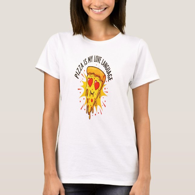 Camiseta Eu Amo Pizza Como Linguagem (Frente)