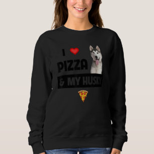Camiseta Eu Amo Pizza E Meu Cachorro Husky Pepperoni Queijo