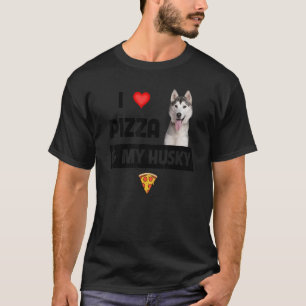 Camiseta Eu Amo Pizza E Meu Cachorro Husky Pepperoni Queijo