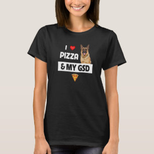 Camiseta Eu Amo Pizza E Meu Cachorro Pastor Alemão Gsd Pepp