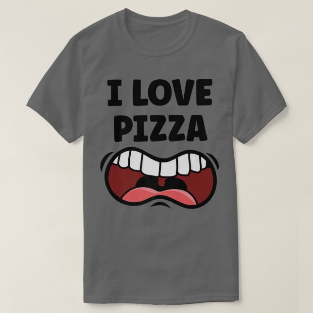 Camiseta Eu Amo Pizza Engraçado Fome Boca (Frente do Design)