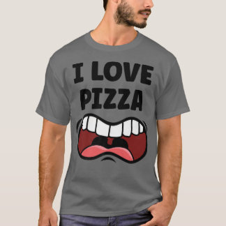Camiseta Eu Amo Pizza Engraçado Fome Boca