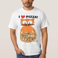 Eu amo pizza! Gato Bigode Desenho Animado Divertid