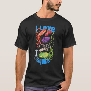Camiseta Eu amo polvo cefalópodes oceano oceânico fofo