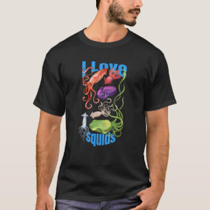 Camiseta Eu amo polvo cefalópodes oceano oceano verão kawa