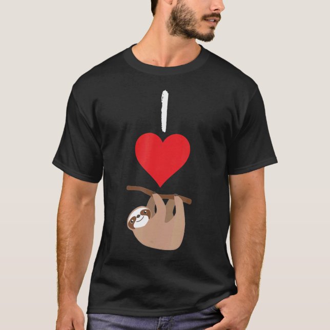 Camiseta Eu Amo Preguiças Animal Engraçado (Frente)