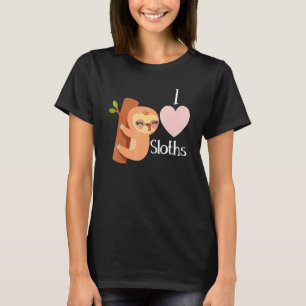 Camiseta Eu Amo Preguiças Coração Fofo Preguiçoso Animal Pr