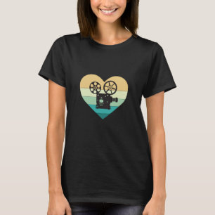 Camiseta Eu Amo Projetor de Filme Retro do Cinema