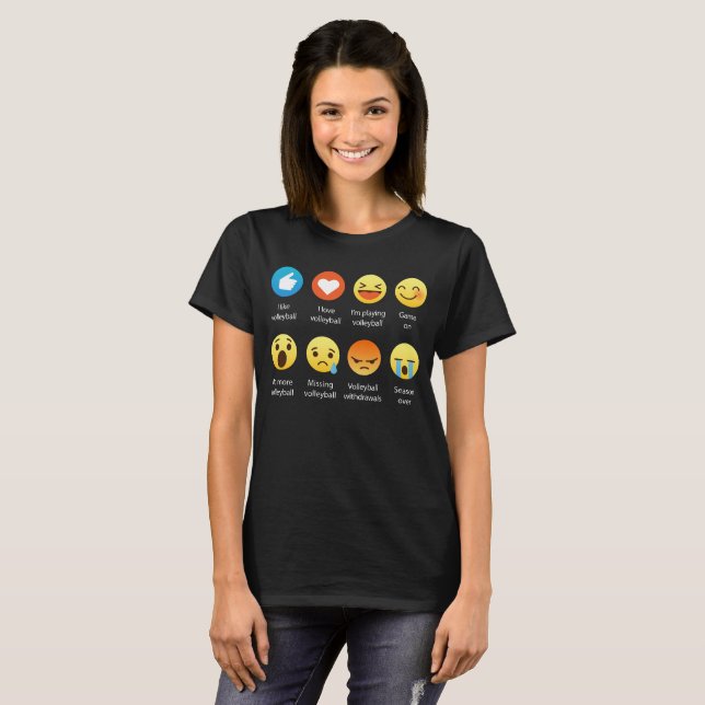 Camiseta Eu amo provérbios sociais do Emoticon do VOLEIBOL (Frente Completa)