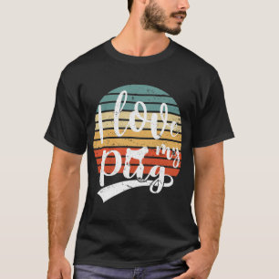 Camiseta Eu Amo Pug Cachorro Retro Amante